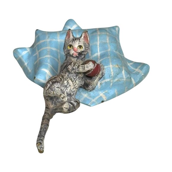 Vintage Franz Bergmann Cold Painted Bronze Cat Playing On Pillow - Picture 4 of 7